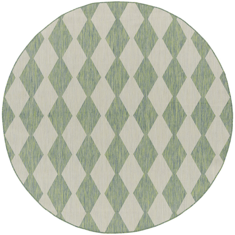 Positano Indoor / Outdoor Rug, Round 8', Blue Green