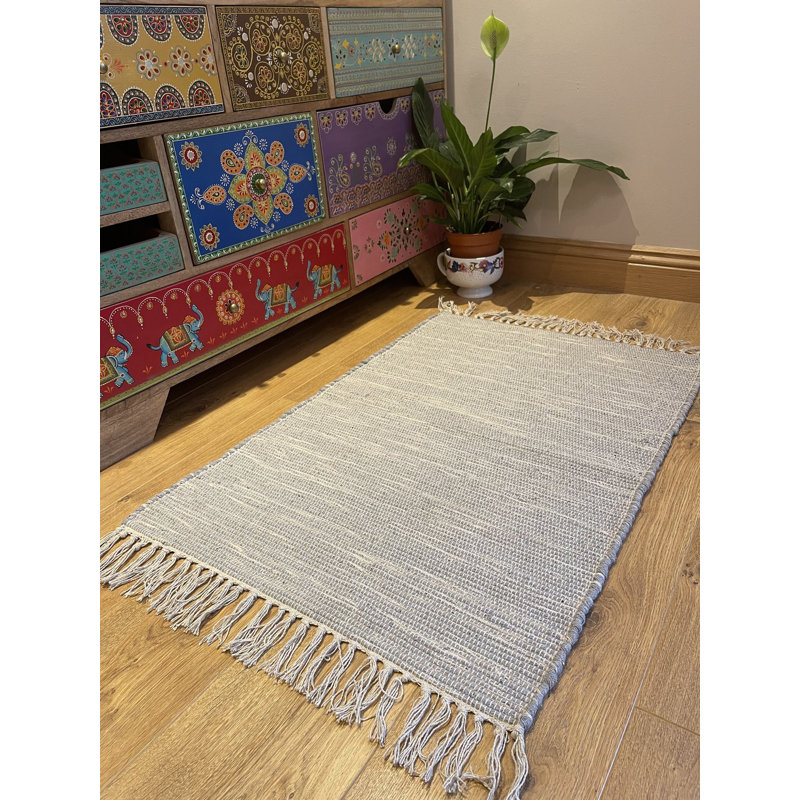 Edythe Cotton Hand Woven Area Rug, Rectangle 60 x 90cm