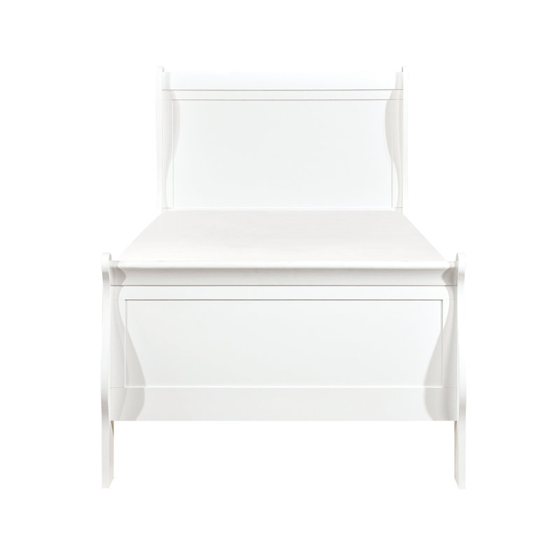 Lit simple blanc de style traditionnel avec tête de lit et rails de meubles de chambre à coucher, Lit simple, Blanc