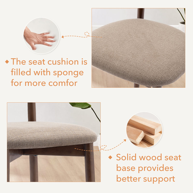 Upholstered Counter Stool with Solid Wood Frame, Camel