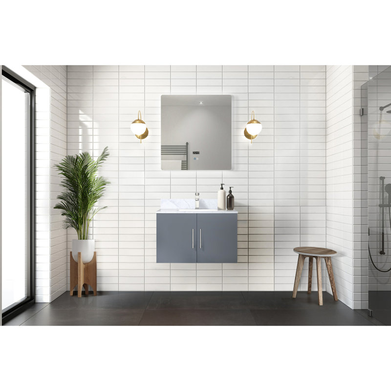 30 po Meuble-lavabo gris foncé avec miroir à DEL X 22 - salle de bain entièrement assemblée, Gris foncé, 22.51