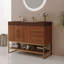 Meuble-lavabo moderne 36 po avec lavabo en céramique sans couture et armoire autoportante dorée