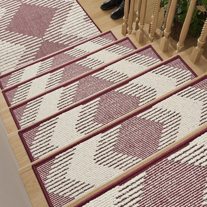 Tapis d'escalier 15 pièces antidérapants, Rouge