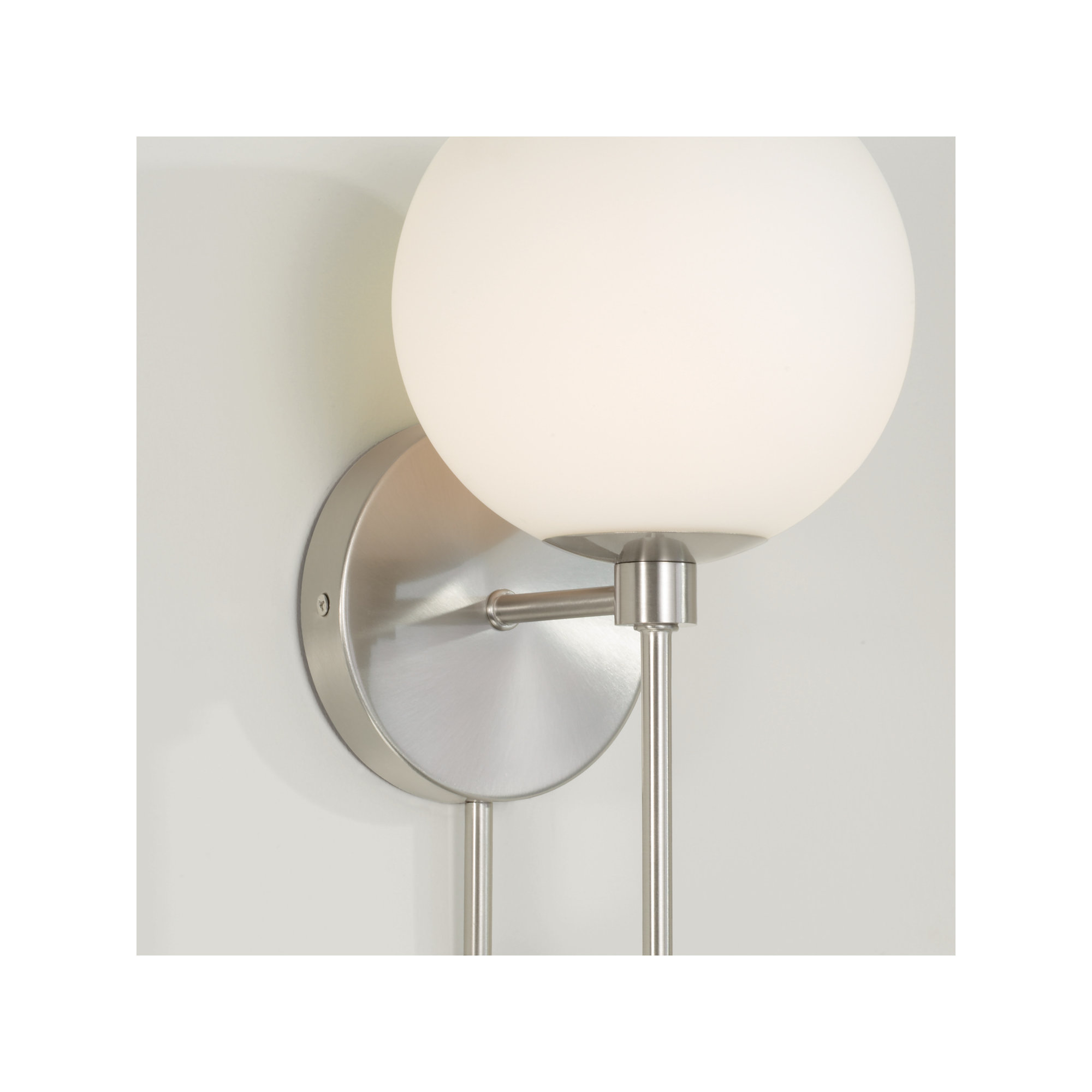 Ansley Single Light Glass Dimmable Armed Sconce, Brushed Nickel