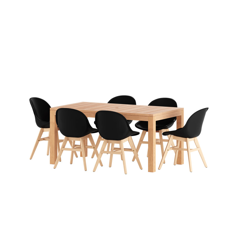 Anautica 6 - Person Teak Wood Patio Dining Set with Rectangular Table