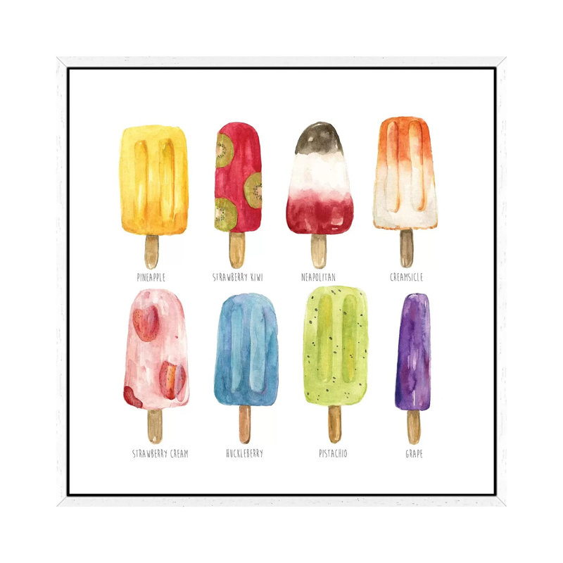 Popsicles Come Chill by Carol Robinson - Print on Canvas, White Framed, 66.04 cm H x 66.04 cm W