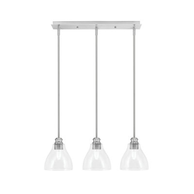 Edge 3 Light Linear Pendalier Shown With 6.25" Clear Bubble Glass