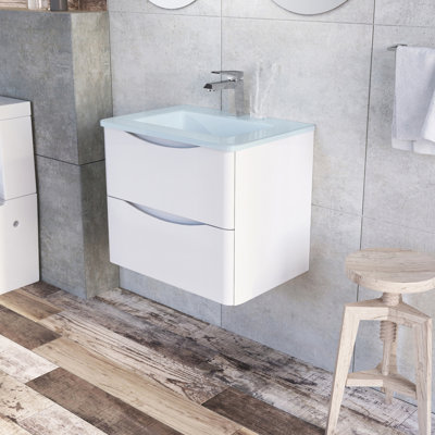 Stanhope 600mm Single Bathroom Vanity with Undermount Glass Basin