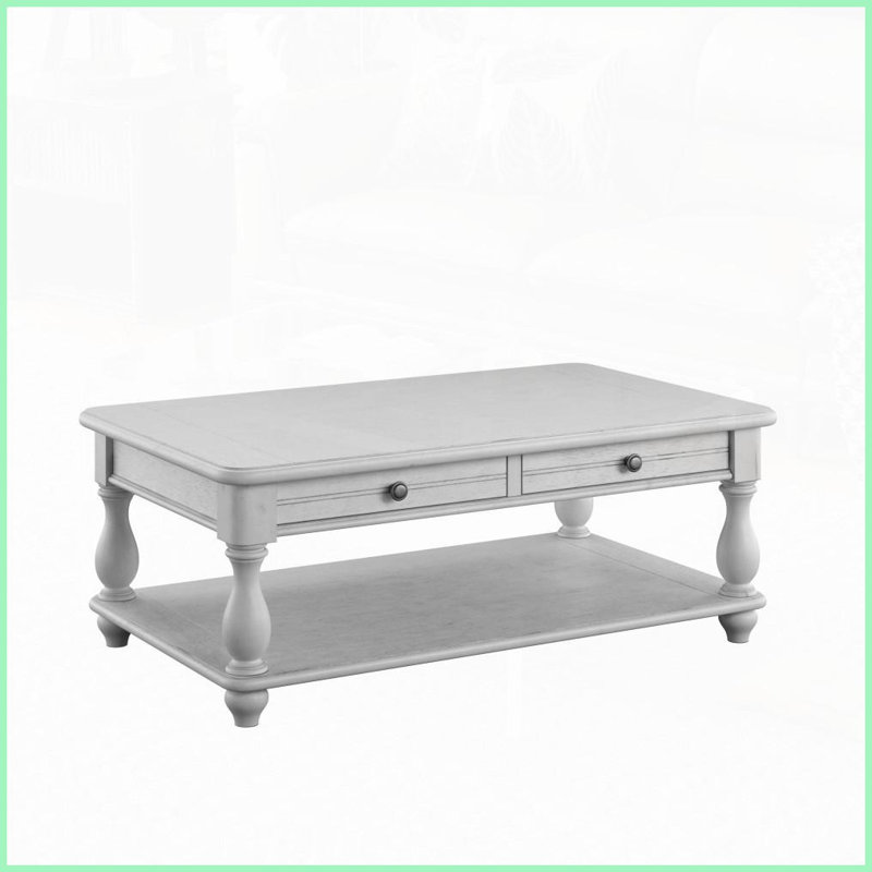 Table basse côtière grise Oyster pour salon, assemblage facile Facile à nettoyer, L 50 po x l 30 po x H 19 po