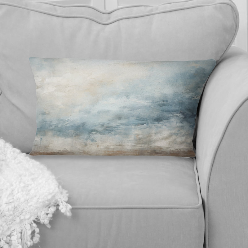 Coussin Beige bleu océan tempête I - formes abstraites imprimées