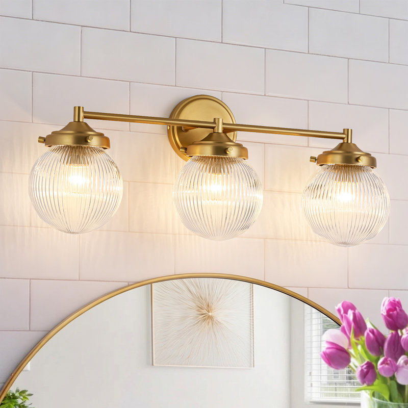 3 - Light Dimmable Vanity Light, Brass