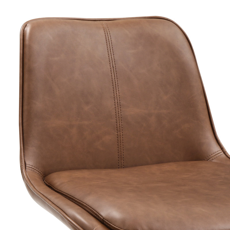 Yannis 26''H Faux Leather Swivel Barstools, Brown, 3