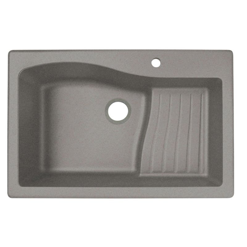 33'' L Single Bowl Granite Kitchen Sink, Metallico