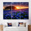 «Single Tree Blossoming Flower Field Sunset - Blue Bonnets», ensemble de reproduction d'art mural-360991038-360991034