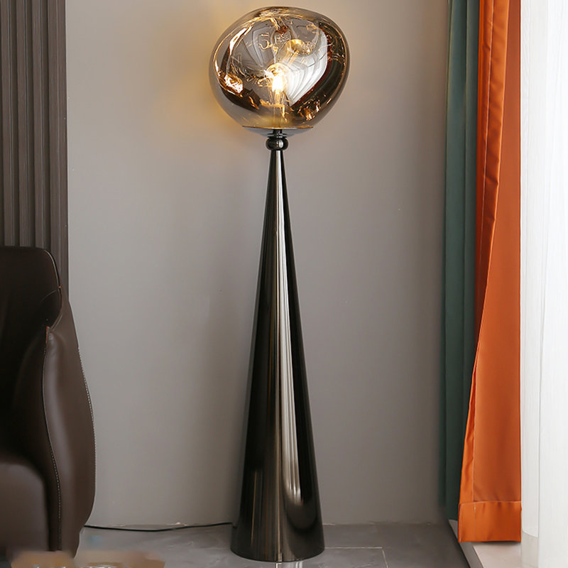 Black+Amber Iron+Acrylic Free form Floor Lamps