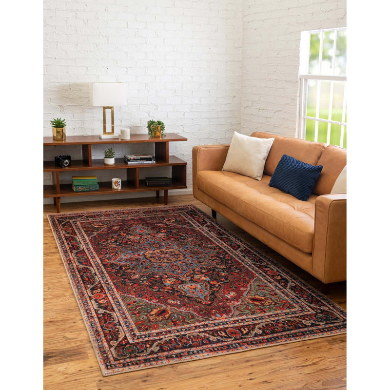 Tapis oriental bourgogne Gamero, Rectangle 3 pi 6 po x 5 pi 6 po