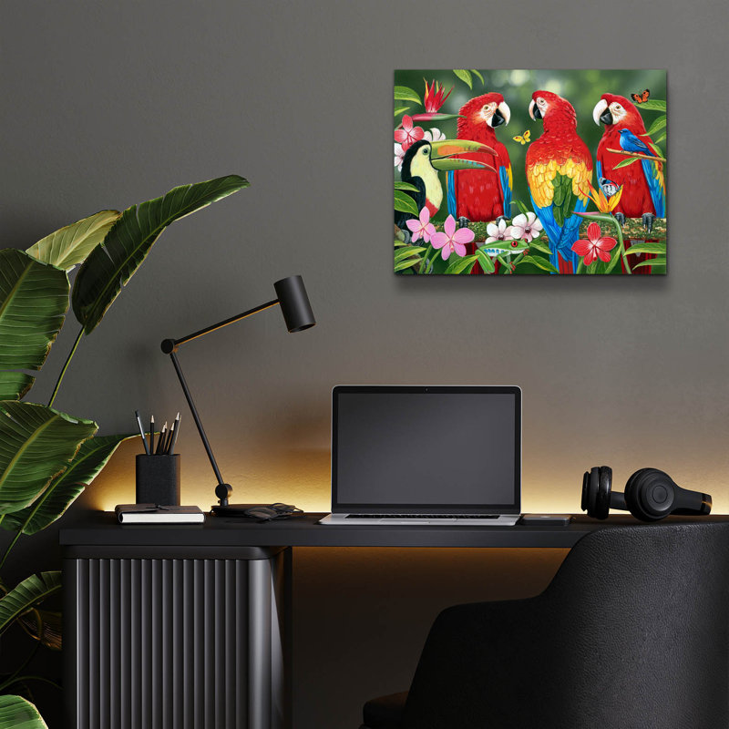 Art mural en verre Bay «Home Tropical» par William Vanderdasson, H 12 po x l 16 po x P 0,13 po