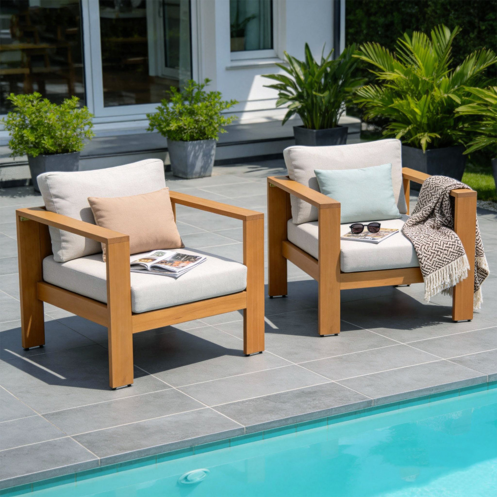 Naylor Eucalyptus Patio Lounge Chair (Set Of 2)