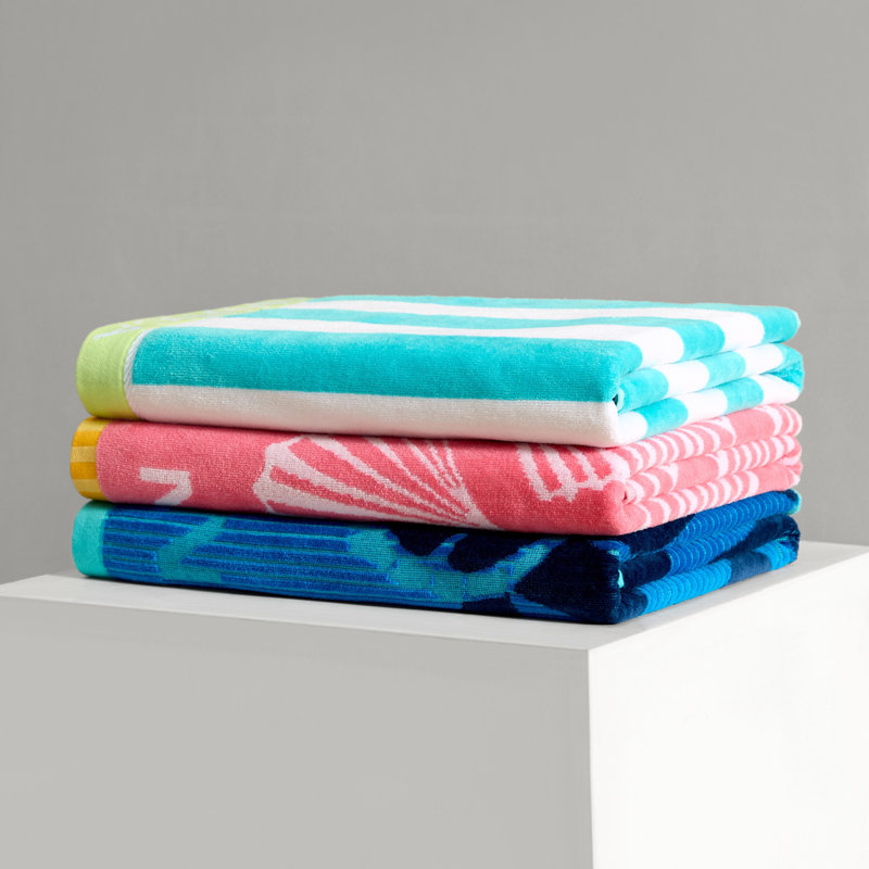 Ensemble de serviettes de plage 2 pièces Nautica, Coquille de bordure rose