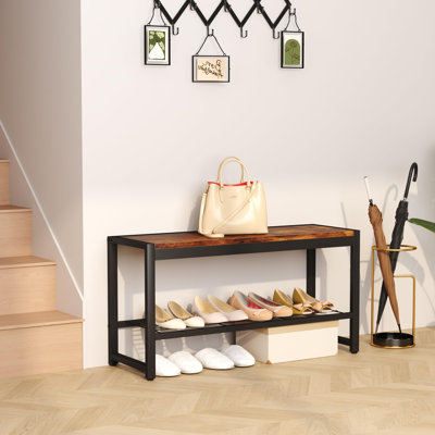 Modern Industrial Shoe Storage Bench