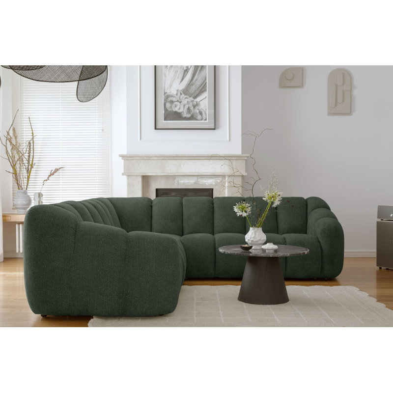 Shell Corner Sofa , Symmetrical, Green