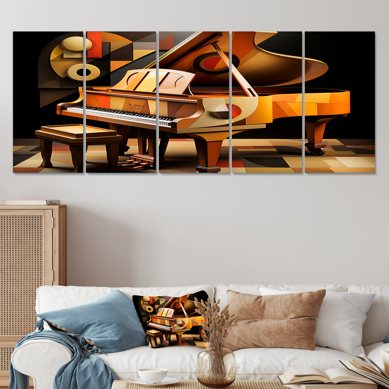 Harlem Renaissance Stride Piano Rhythms II - Harlem Renaissance, ensemble de 5 décorations murales, H 32 po x l 80 po