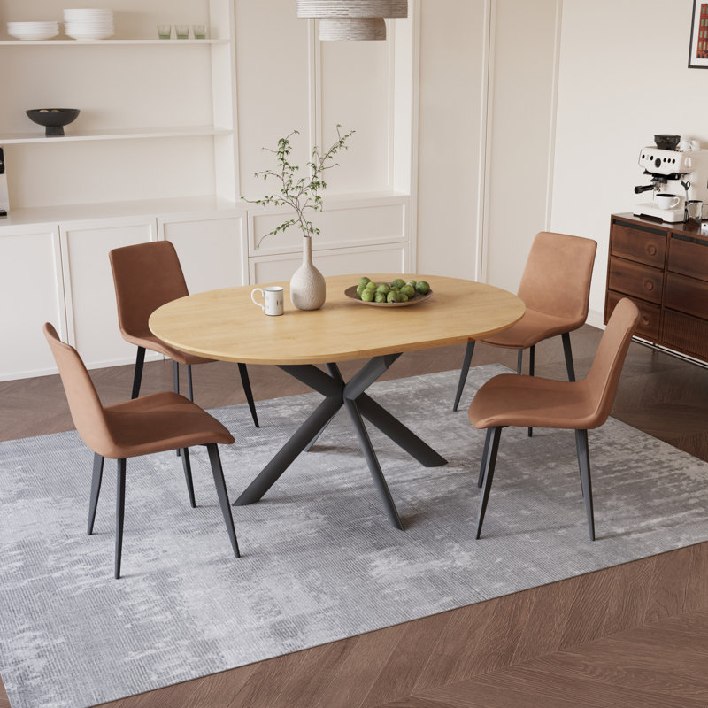 43,3 po à 59 po Table de salle à manger extensible pour 4 à 6 personnes avec 4 chaises en cuir PU pour économiser de l'espace