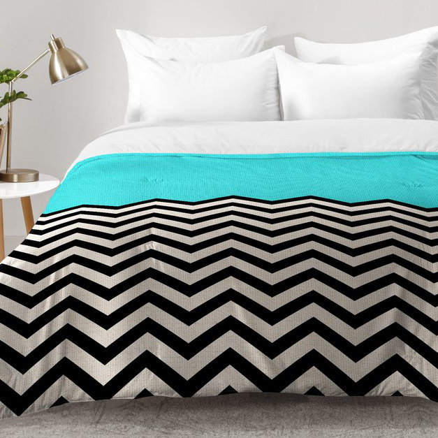 Bianca Green Modern & Contemporary Chevron / Zig Zag Comforter, Twin XL Comforter + 1 Standard Sham