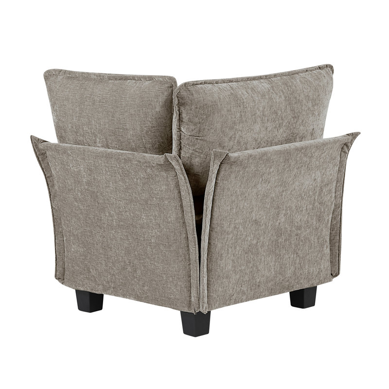 Moderne contemporain modulaire 6 pièces avec repose-pieds moelleux et moelleux Chenille, Brun gris / chenille étain