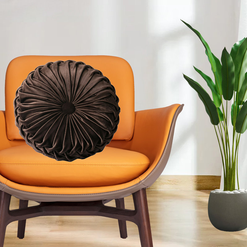  Housse et insert de coussin décoratif rond en velours, Café foncé