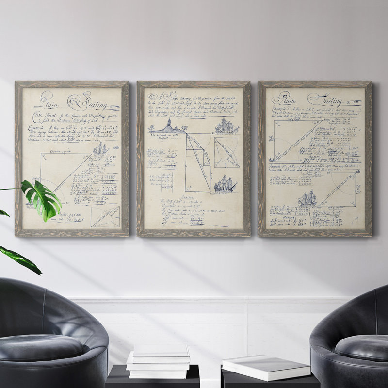 Nautical Journal IV - Toile encadrée de qualité supérieure - prête à être accrochée, Toile avec cadre gris
