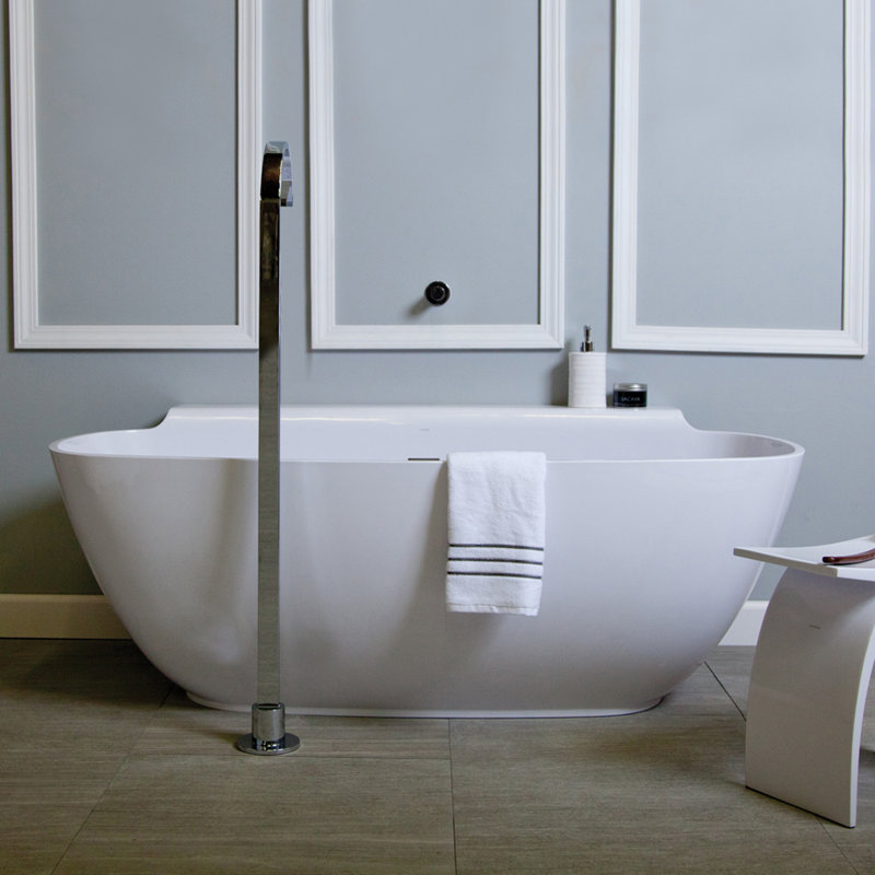 Sottile 62.38'' L Freestanding Soaking Bathtub, Matte White