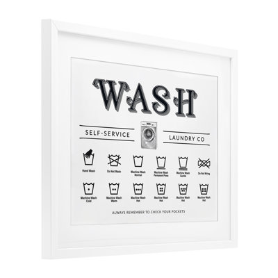 Wash Cycles Instructions Framed Print Under Glass, design by Lettered and Lined