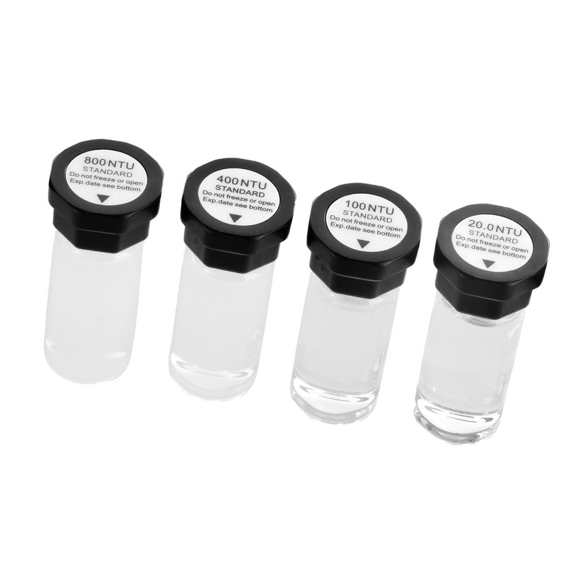 Trousse de solution de calibrage de la turbidité, 20/100/400/800 UTN, 20 ml chacune, recharge de solution de turbidité standard pour le débitmètre de la Turbidité, test de protection antichoc, conception de bouteille scellée
