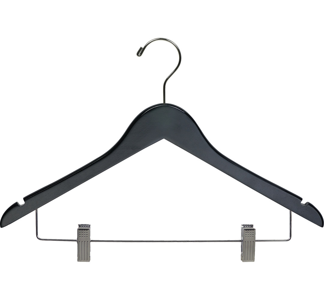 Wood Non-Slip Hangers With Clips for Skirt/Pants (Set of 25) Rebrilliant 
