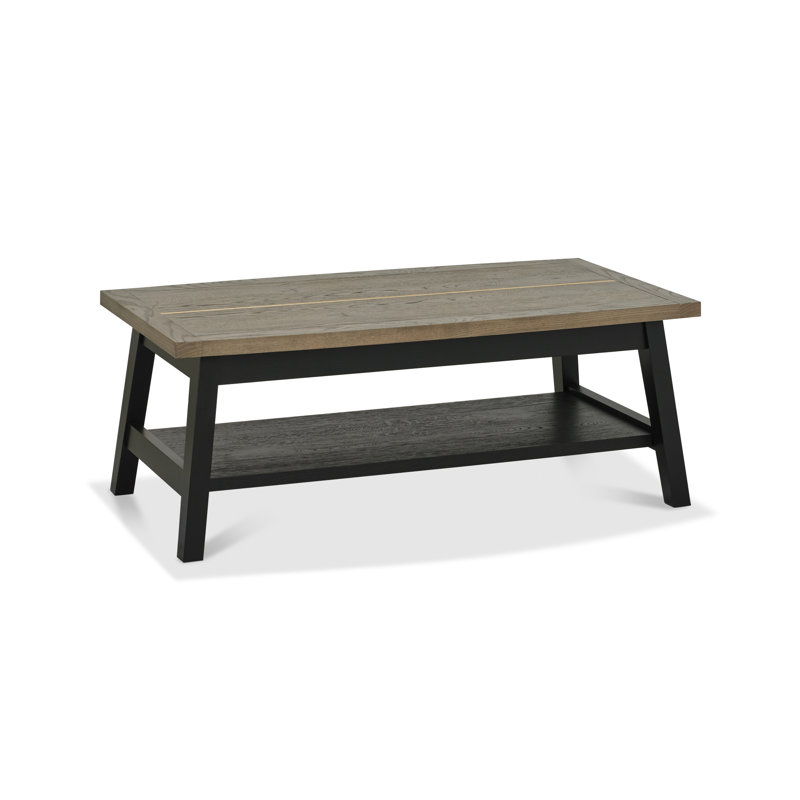 Arkema Four Leg Coffee Table with Storage, Black, Weathered Oak