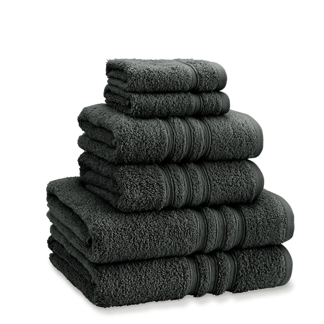 Catherine Lansfield Unisex Charcoal Grey 6 Piece Zero Twist 100% Cotton Towel Bale Set - Image 2