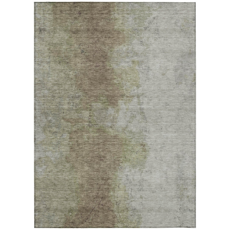 Machine Washable Indoor/Outdoor Xhevrie Taupe Rug