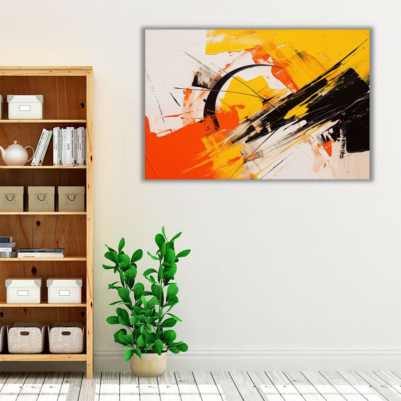 Jaune, orange, noir, émeute, H 20 po x l 30 po
