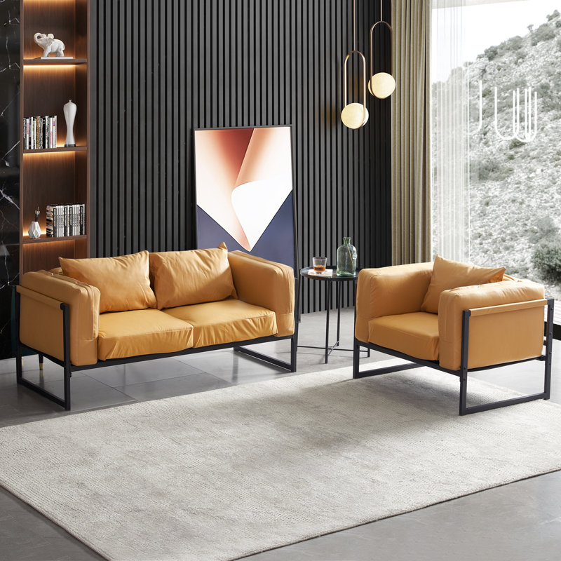 Keillan 2 Seater Faux Leather Loveseat, Brown