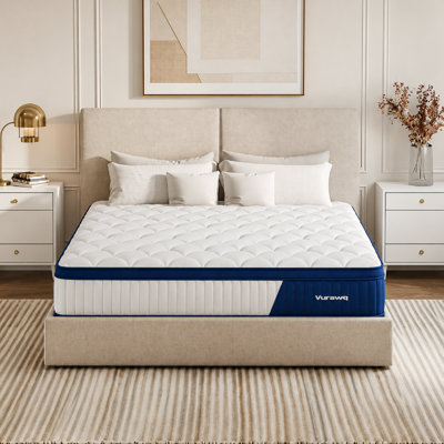Matelas de 12 po pour très grand lit, hybride moelleux moyen avec ressorts ensachés individuels et mousse viscoélastique rafraîchissante, lit dans une boîte, certifié CertiPUR-US