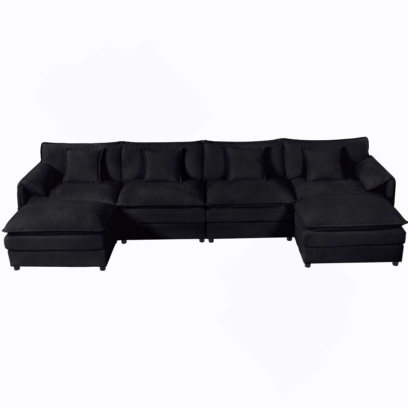Canapé modulaire surdimensionné confortable avec de multiples caractéristiques fonctionnelles, Noir