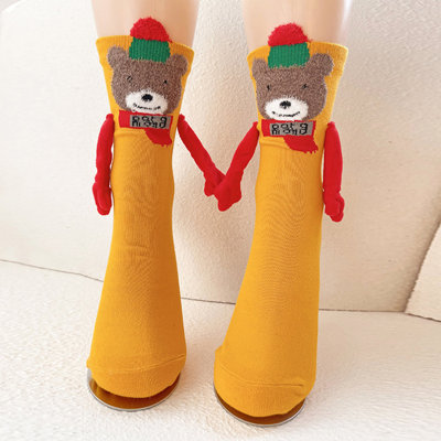Christmas Magnetic Hand-holding Socks Christmas Mid-tube Socks Christmas Decoration Gift Socks