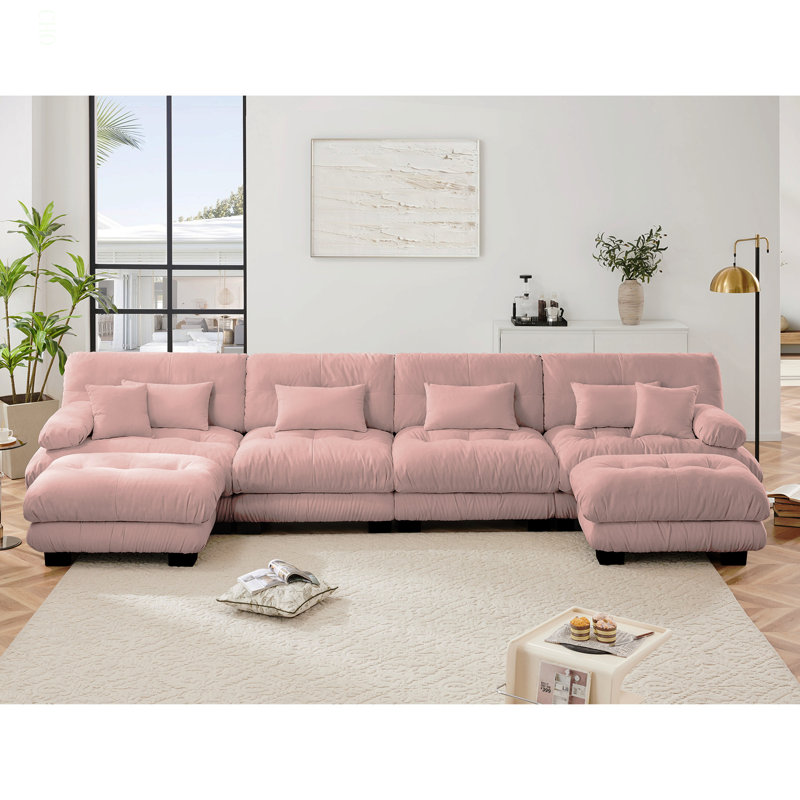 Canapé modulaire à combinaison libre, canapé en forme de U pour le salon, canapé confortable à 4 places avec 2 repose-pieds, chenille