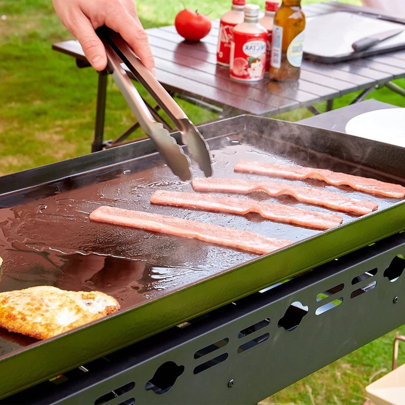 Plaque chauffante au propane à 4 brûleurs avec tablettes latérales, barbecue extérieur et barbecue de camping de 32 700 BTU