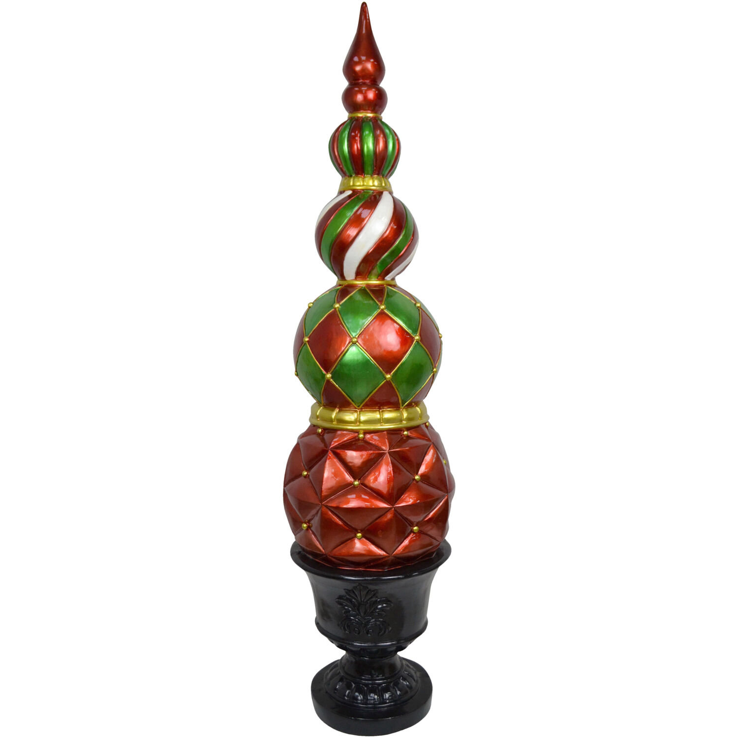 Fraser Hill Farm 50-in. Resin Ball and Finial Topiary in Pedestal Urn | Wayfair