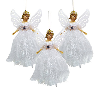 Décoration mignonne ange avec arbre de Noël en corde suspendue; 3 pièces