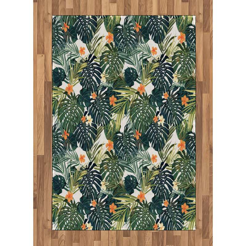 Floral High Density Long Fiber Poly Threads Decorative Area Rug Carpet, Rectangle 4' x 5'8"