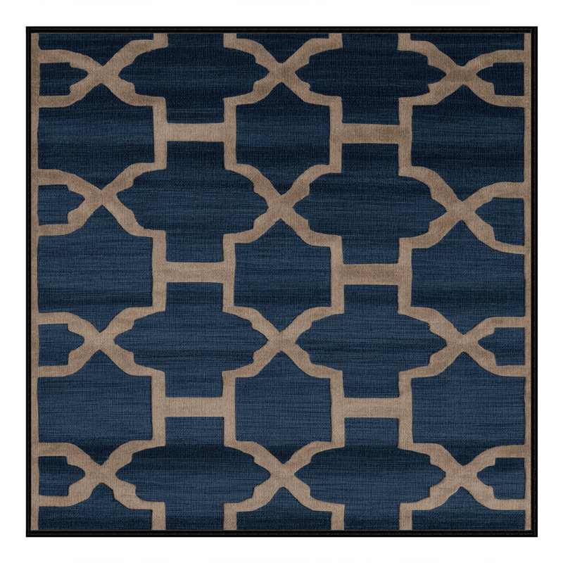 Tapis gris en treillis lavable à la machine, Square 3'
