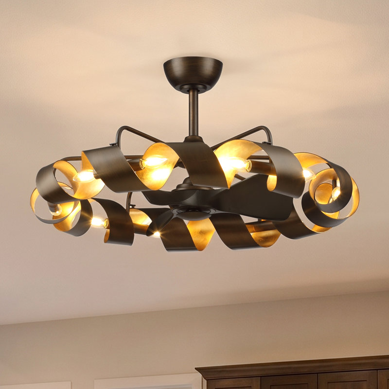 Ventilateur de plafond 36,8 "en bronze huilé avec lumières DEL à intensité variable et télécommande